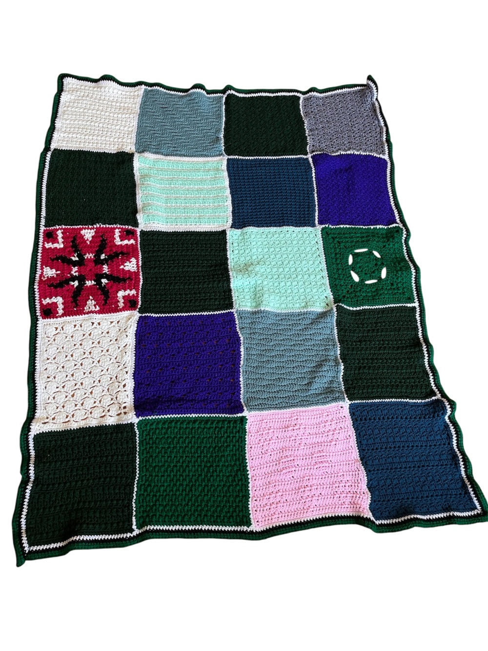 Handmade Crochet Patchwork Blanket Afghan. Granny square. Like new!